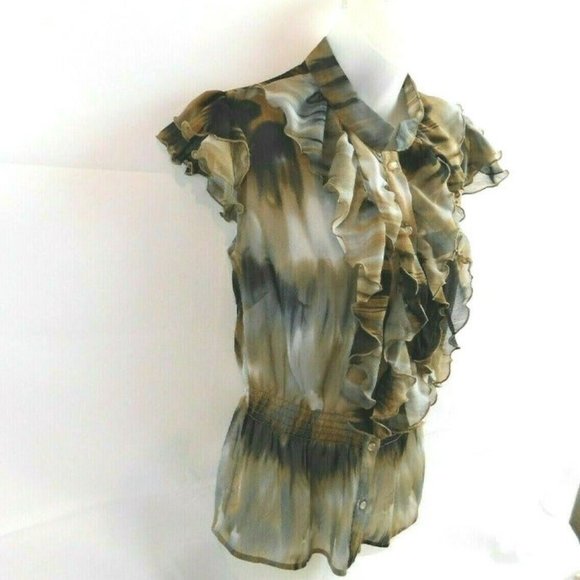 Speak 2 Me Ruffled Sleeve Front Top Med - Picture 2 of 12